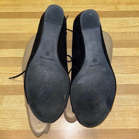 Black Suede Open Toe Wedge Sandals Size 10 - Picture 9 of 9